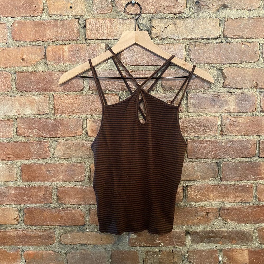 Urban Outfitters Strappy Striped Black and Brown tank